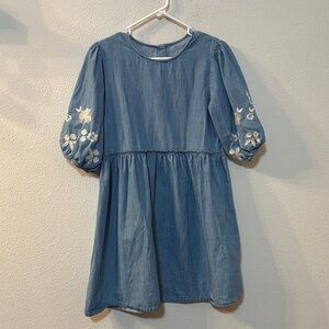 Time and Tru Blue Floral Embroidered  Dress